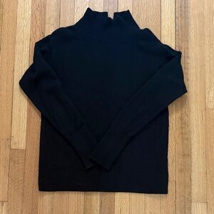 Caslon Black Wool Blend Split Turtleneck Sweater Women’s Small